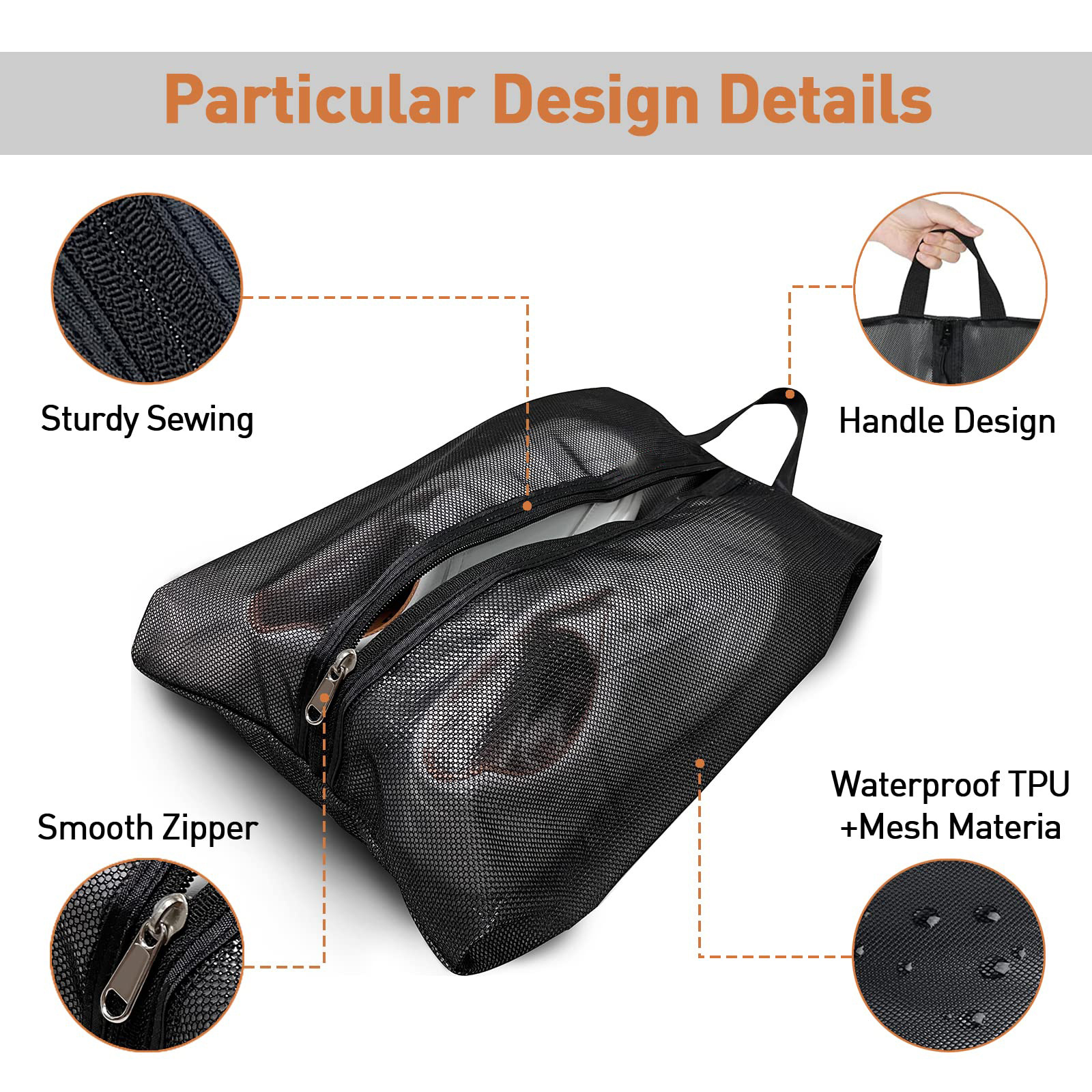 Travel Shoe Bags Waterproof Portable Holdall Sports Sneaker Zipper Shoes Bag