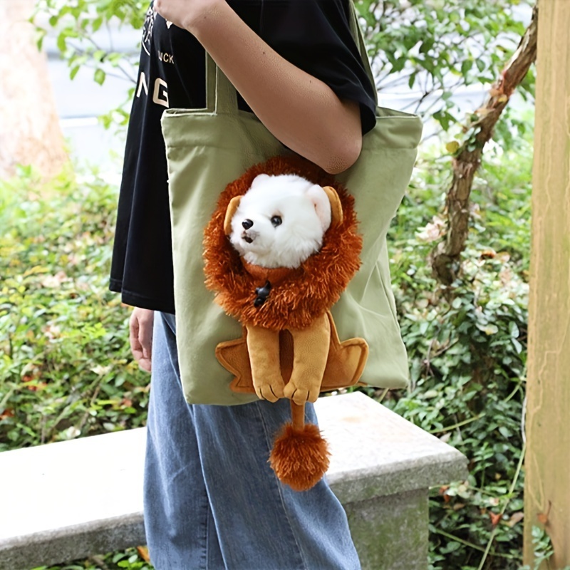 Small Dog Can Show Head Pet Out Bag Lightweight Cat Handbag Cute Lion Design Cat Carrier Bag