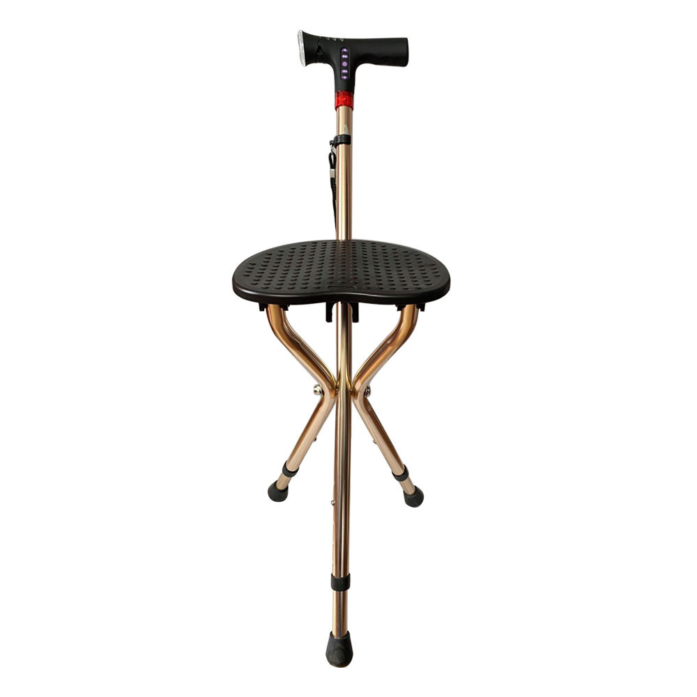 Rehabilitation Tools Folding Cane Chair with Radio and Alarm multifunctional folding crutch stool