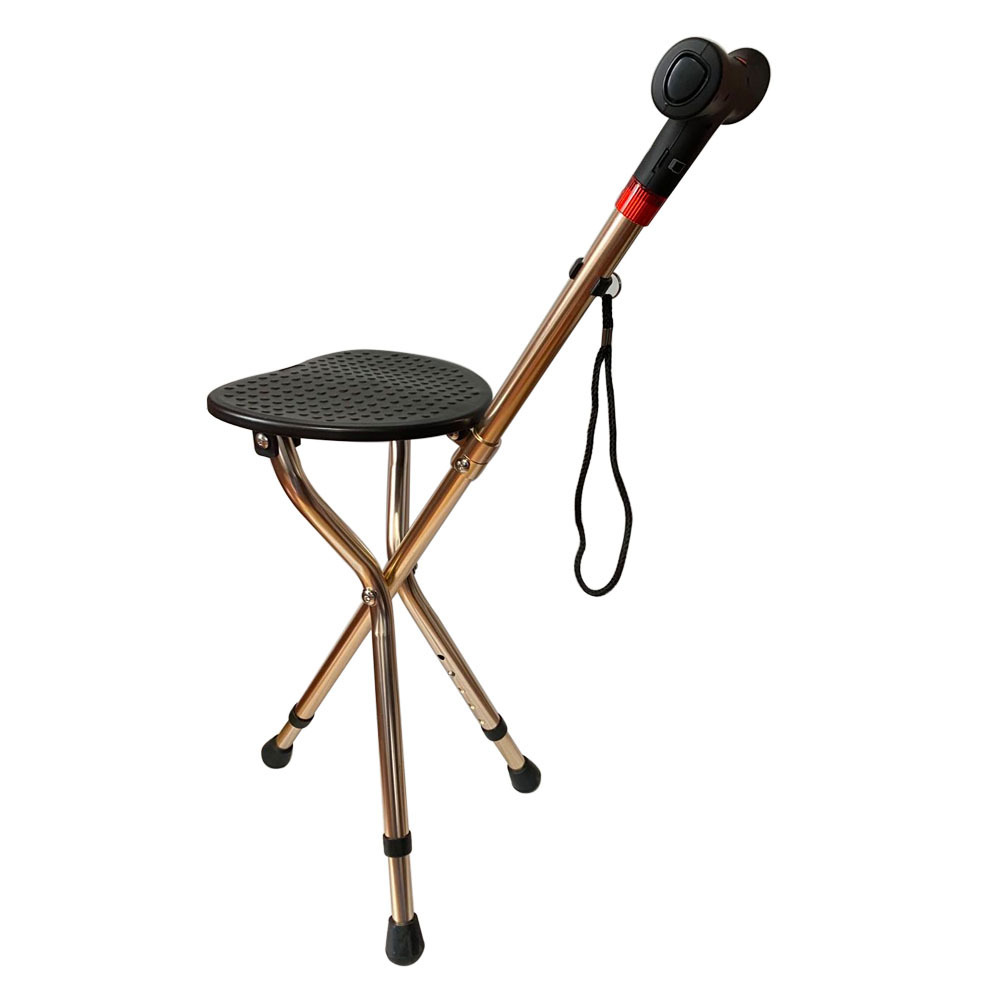 Rehabilitation Tools Folding Cane Chair with Radio and Alarm multifunctional folding crutch stool