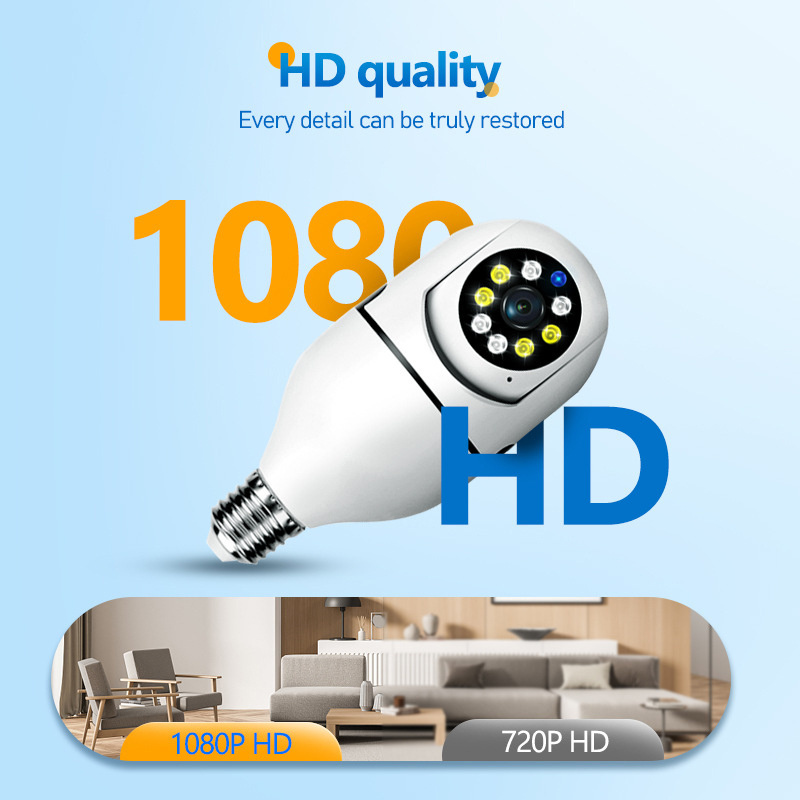 V380PRO Smart light bulb wifi home security camera with motion detection auto tracking function indoor network camera