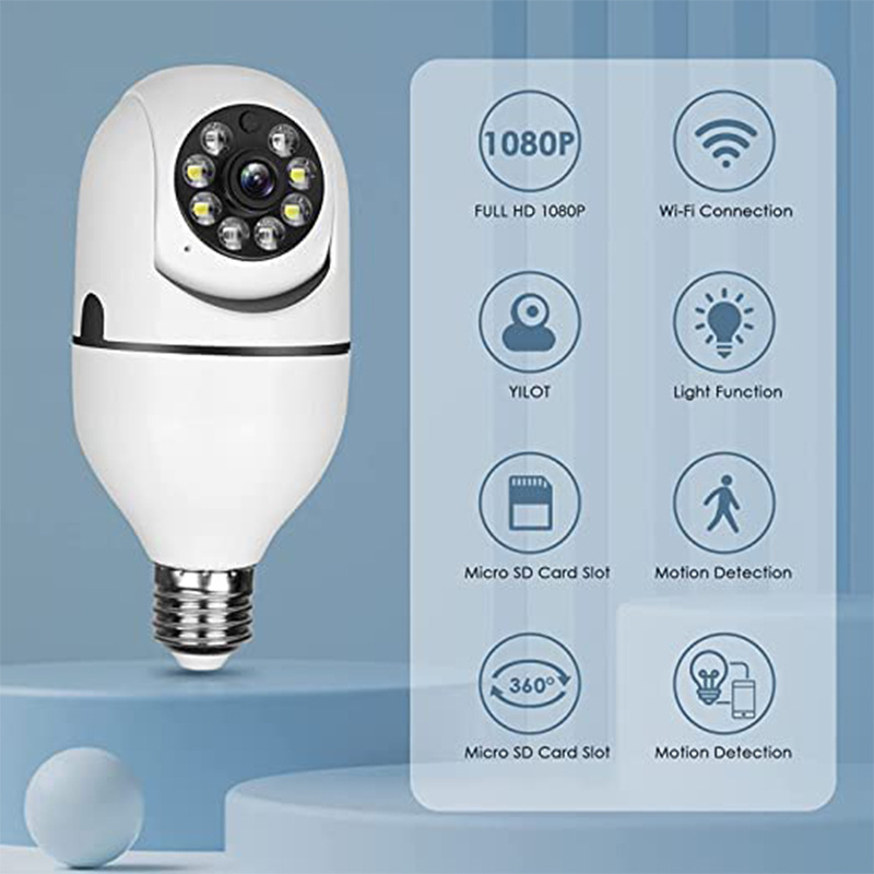 V380PRO Smart light bulb wifi home security camera with motion detection auto tracking function indoor network camera