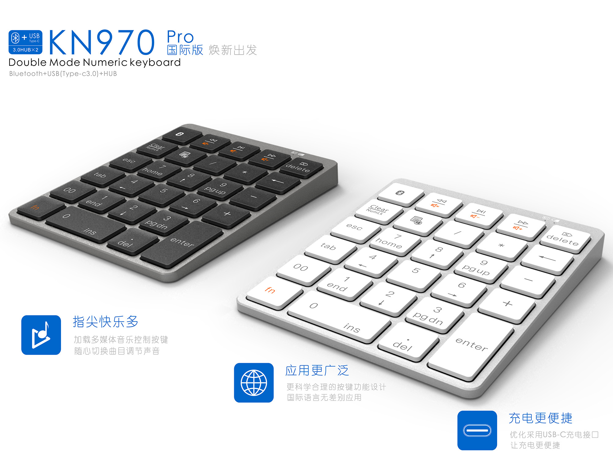 Multifunction Multi-media Hub 28 Keys Number Numpad Keyboard Wireless Numeric Calculator Keypad with Docking Function for Laptop