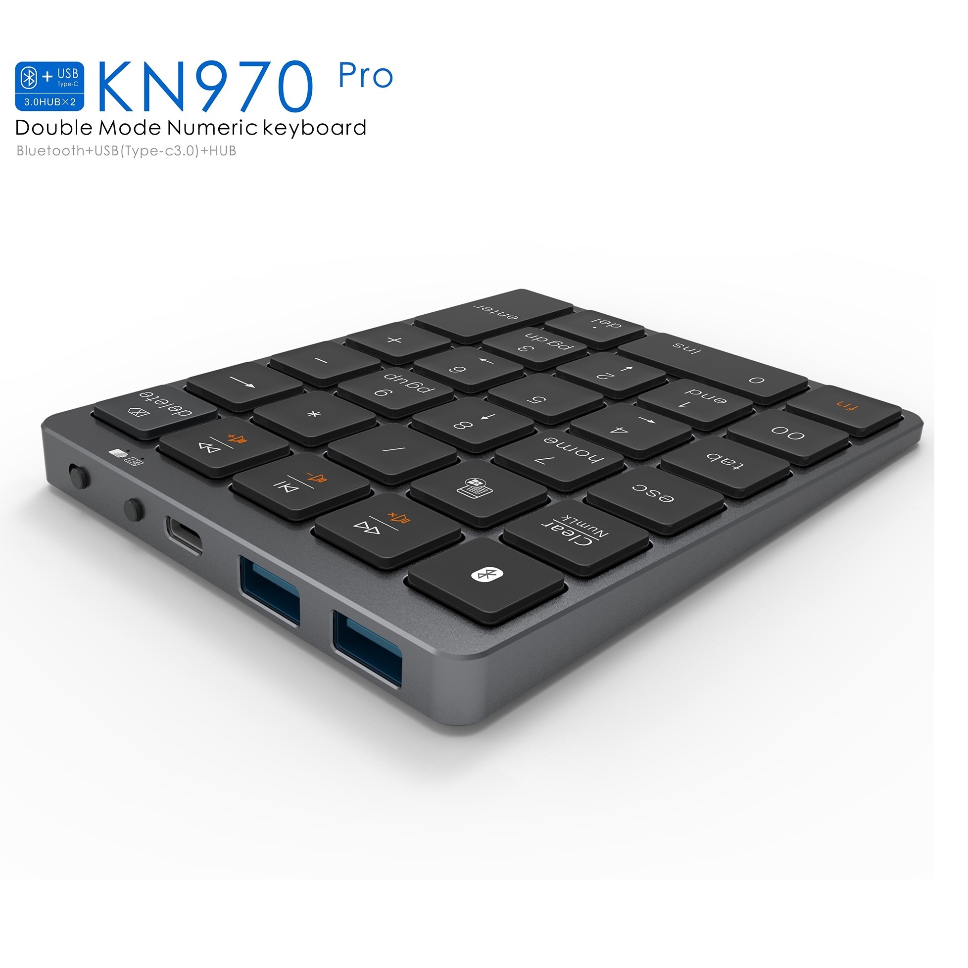 Multifunction Multi-media Hub 28 Keys Number Numpad Keyboard Wireless Numeric Calculator Keypad with Docking Function for Laptop