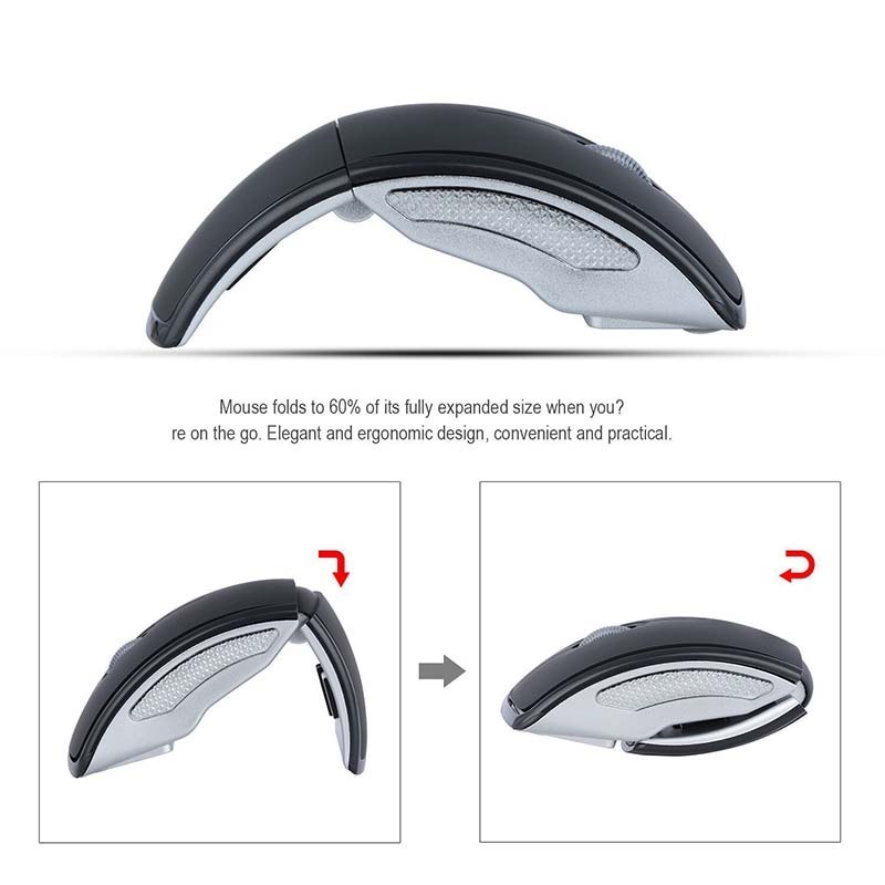 Wholesale 3D 1600DPI Ergonomic Optical Mouse 2.4G Wireless Foldable Arc Mouse Office for Laptop Mac