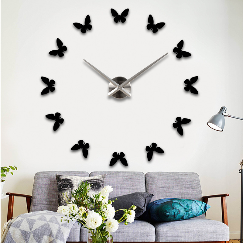 Creative Modern Wall Stickers Clocks 47Inch Large 3D Butterfly DIY Wall Art Clock Home Decoration