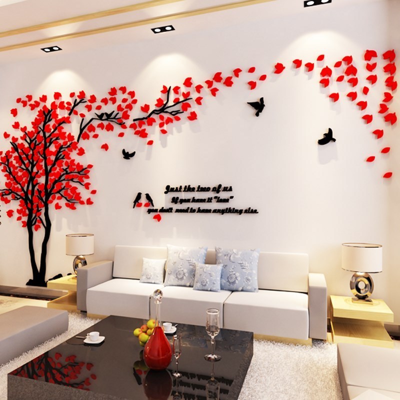 Large Beautiful Crystal Acrylic 3D Wall Sticker Tree For Room Walls Creative Home Decoration Wall Art