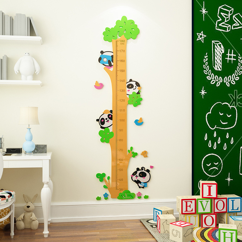 3D Lovely Panda Tree Wall Sticker Decoration Children's Room Height Measurement Home Decor