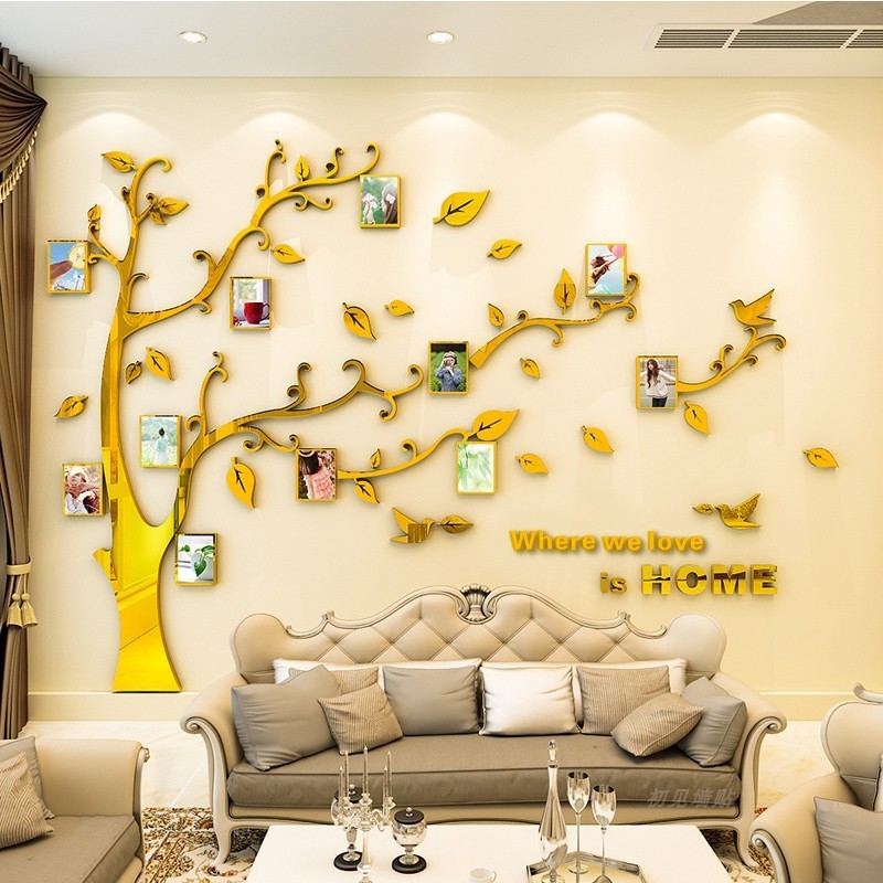 Hot sale 3D Acrylic Wall Sticker With Photo Frame Home Decor Family Tree Wall Decal Modern