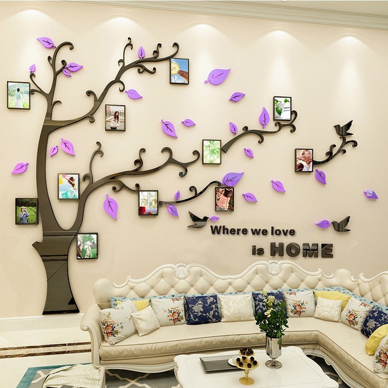 Hot sale 3D Acrylic Wall Sticker With Photo Frame Home Decor Family Tree Wall Decal Modern