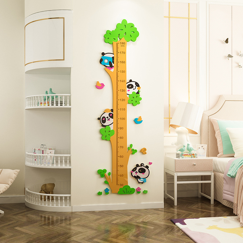 3D Lovely Panda Tree Wall Sticker Decoration Children's Room Height Measurement Home Decor