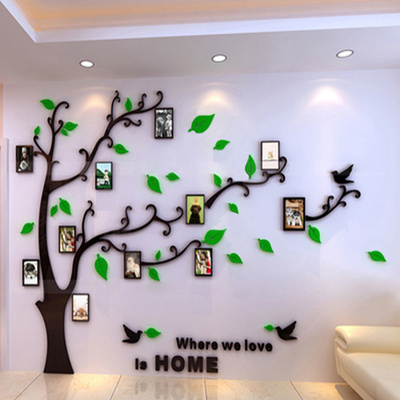 Hot sale 3D Acrylic Wall Sticker With Photo Frame Home Decor Family Tree Wall Decal Modern