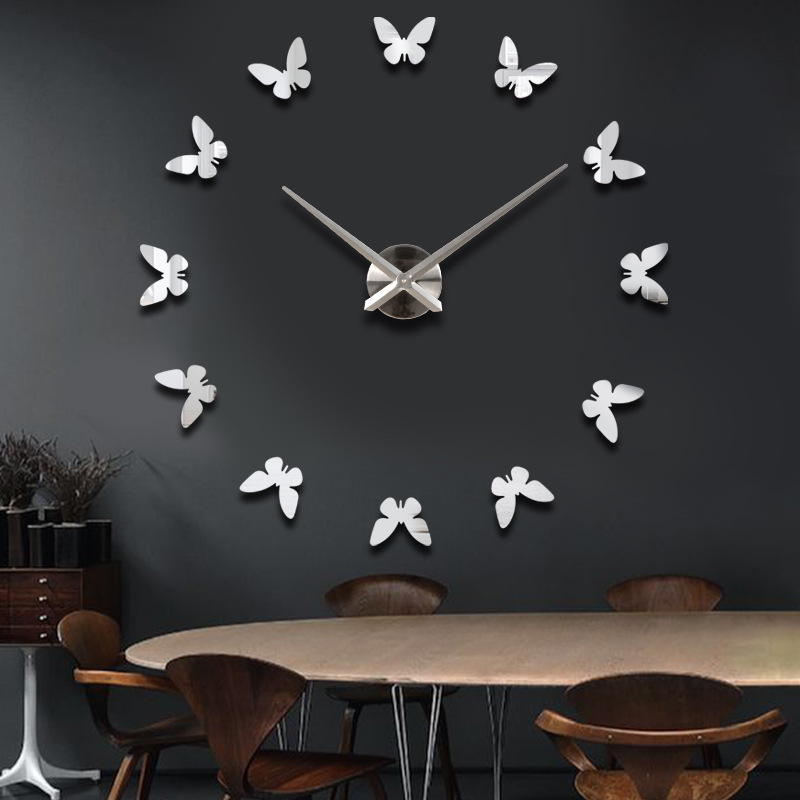 Creative Modern Wall Stickers Clocks 47Inch Large 3D Butterfly DIY Wall Art Clock Home Decoration