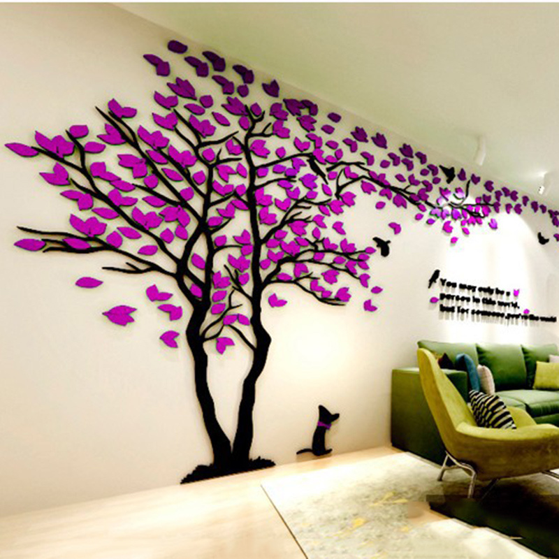 Large Wall Stickers Trees Leaf 3D DIY Creative Wall Family Tree Sticker For Living Room Decoration