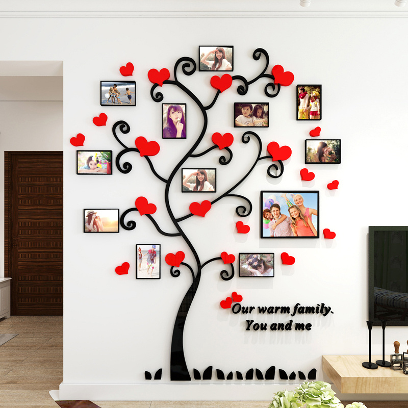 3D Heart Family Tree Photo Frame Wall Decorate For Home Interior Ins Wall Stickers Hotel Decorative Wall Art