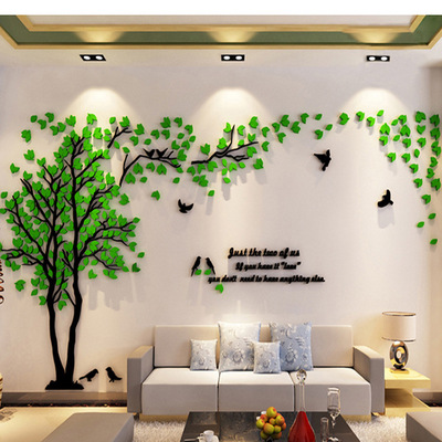 Large Beautiful Crystal Acrylic 3D Wall Sticker Tree For Room Walls Creative Home Decoration Wall Art