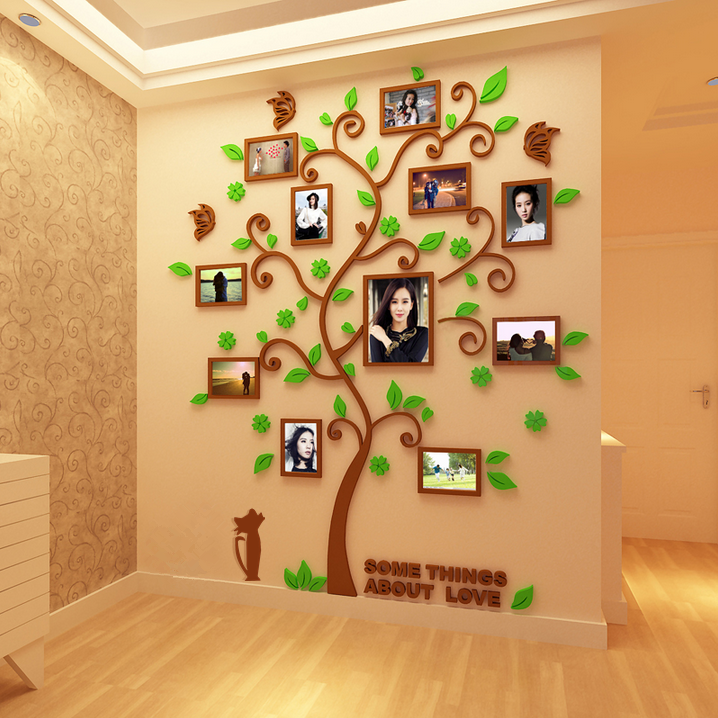 Home Decor adhesive Acrylic 3D Wall Sticker For Living Room Cat Large Decorative Tree Sticker