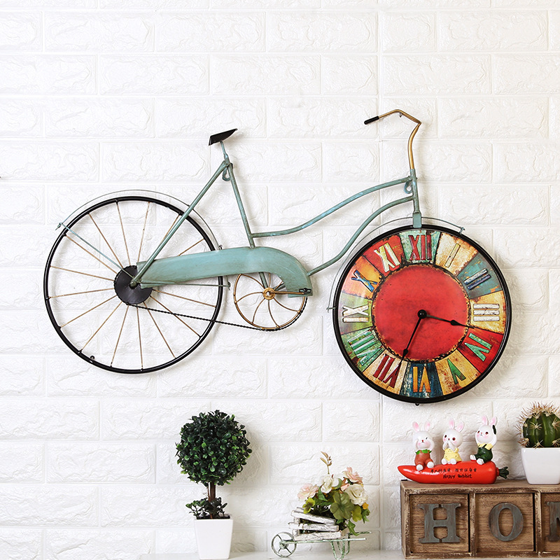 Retro American Country Bicycle Wall Clock For Living Room Creative Personality Wall Decoration