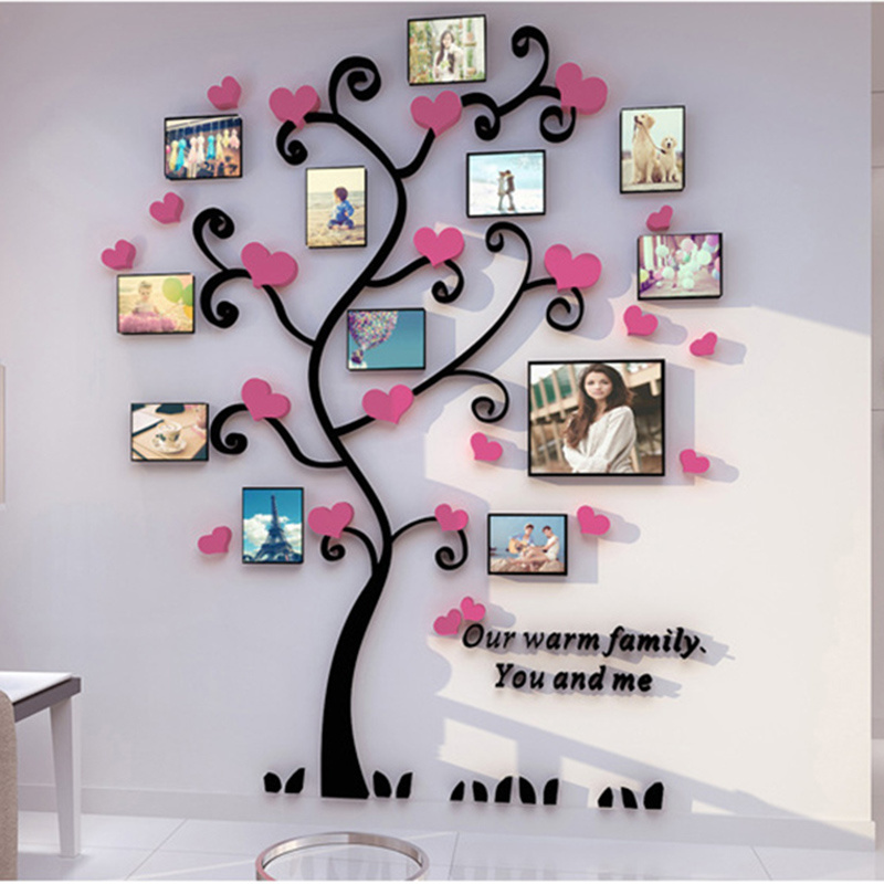 3D Heart Family Tree Photo Frame Wall Decorate For Home Interior Ins Wall Stickers Hotel Decorative Wall Art