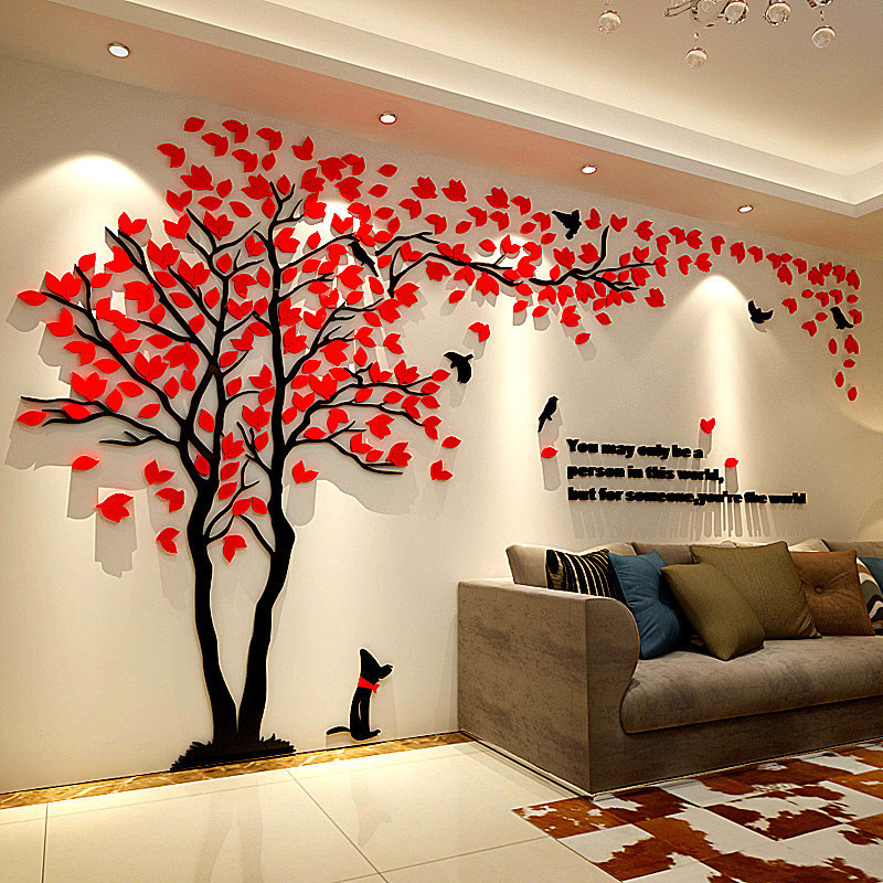 Large Wall Stickers Trees Leaf 3D DIY Creative Wall Family Tree Sticker For Living Room Decoration