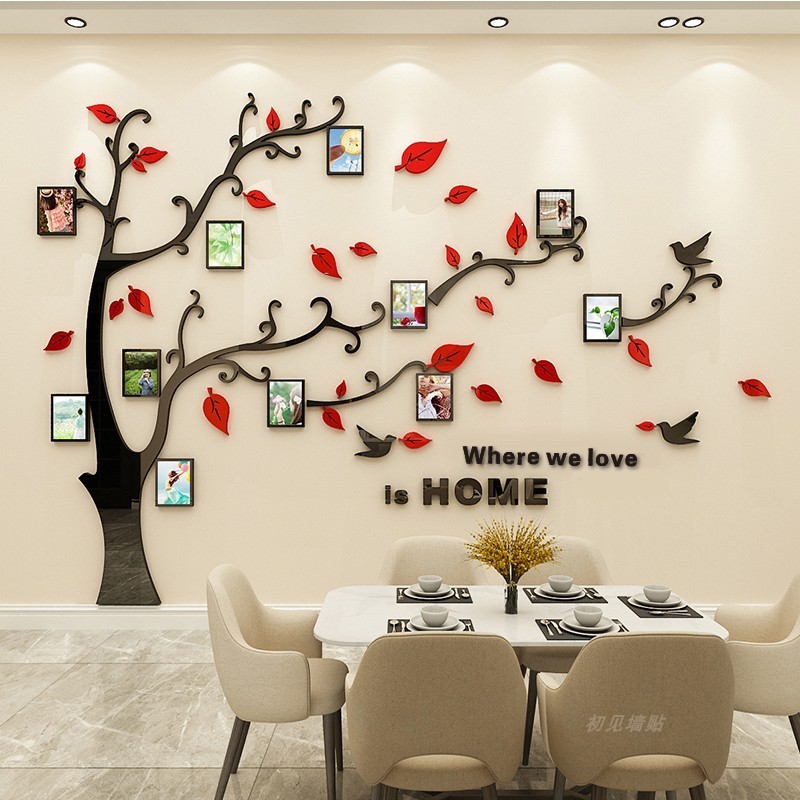 Hot sale 3D Acrylic Wall Sticker With Photo Frame Home Decor Family Tree Wall Decal Modern