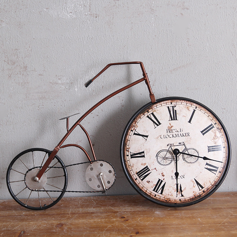 Retro American Country Bicycle Wall Clock For Living Room Creative Personality Wall Decoration