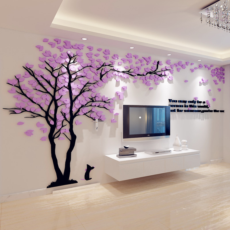 Large Wall Stickers Trees Leaf 3D DIY Creative Wall Family Tree Sticker For Living Room Decoration