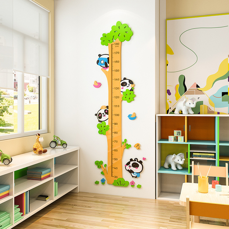 3D Lovely Panda Tree Wall Sticker Decoration Children's Room Height Measurement Home Decor