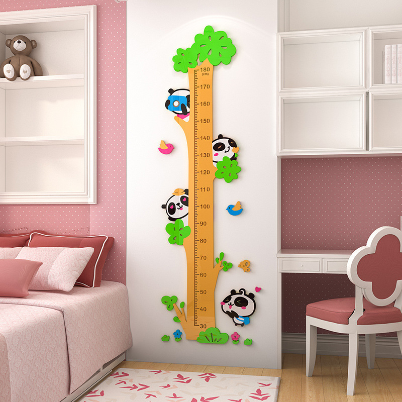 3D Lovely Panda Tree Wall Sticker Decoration Children's Room Height Measurement Home Decor