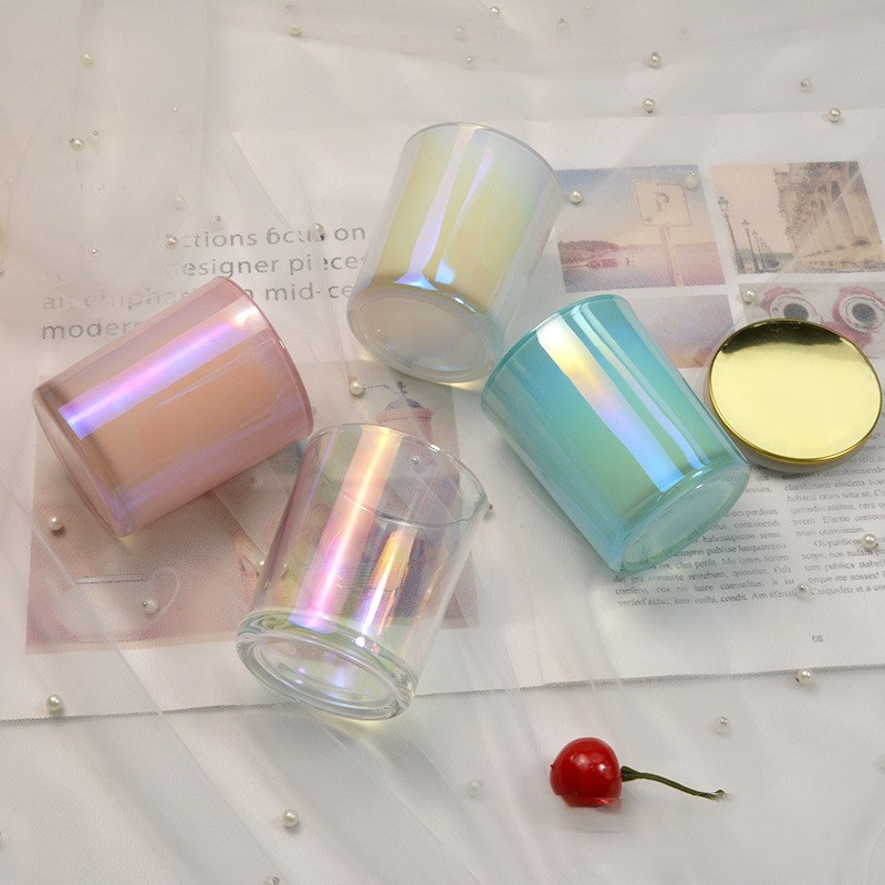 Colorful Wholesale White Glass Candle Jars with Wooden Lid ,Oud Transparent Amber Black Empty Candle Jars for Making Candles