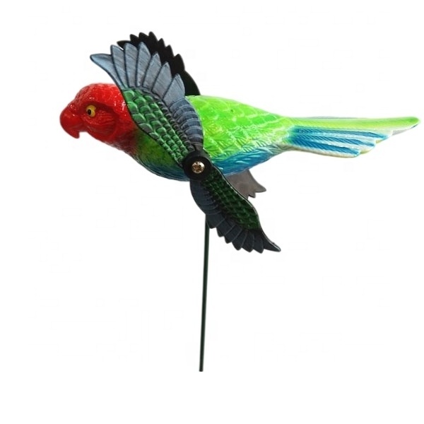 Outdoor items Plastic windmill kit ornaments bird garden sticks, parrot bird windmill for garden,plastic and metal garden stick