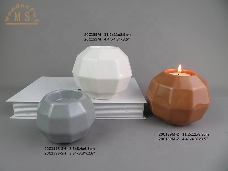 Stoneware cheap price ceramic pumpkin shaped candle holder candlestick tea light holder for home decoration gift