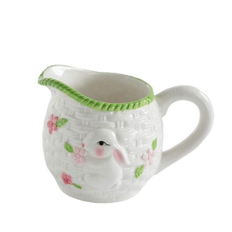 Elegant Ceramic Tea Pot Set with Bunny Design for Tea Lovers Includes Tea Cup Saucer Candy Storage Jar