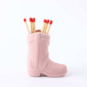 In Stock Home Decor Boots Match Striker Jar Cute Modern Matchstick Storage Jar Storage Jar Match Stick Ceramic Bottle Match