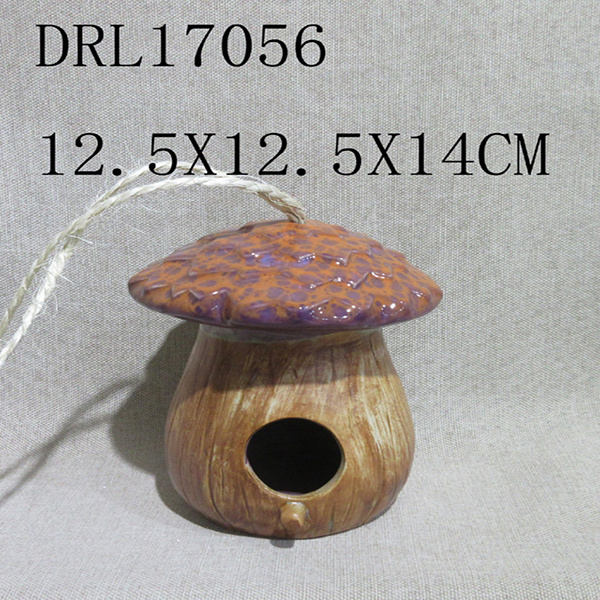 Custom Mushroom Shape Bird House Ceramic Humming Bird House Outside Garden Decor