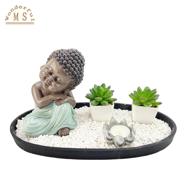 Customer Resin Zen Garden Luky Buda Succulent Flower Pot Planter Buddha Head Figurines Sculpture Souvenir Gifts Home Decoration