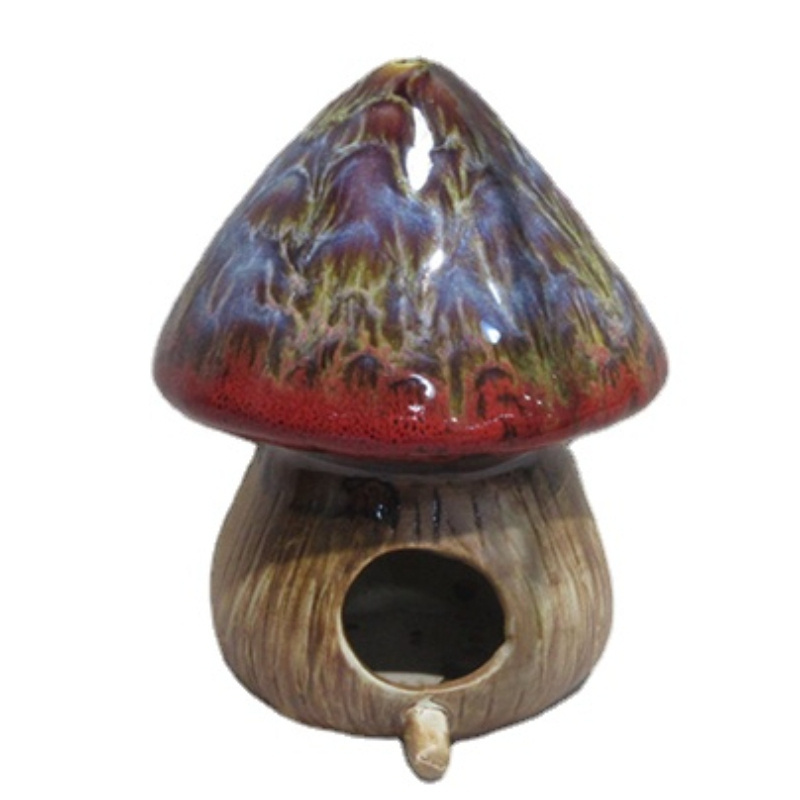 Custom Mushroom Shape Bird House Ceramic Humming Bird House Outside Garden Decor