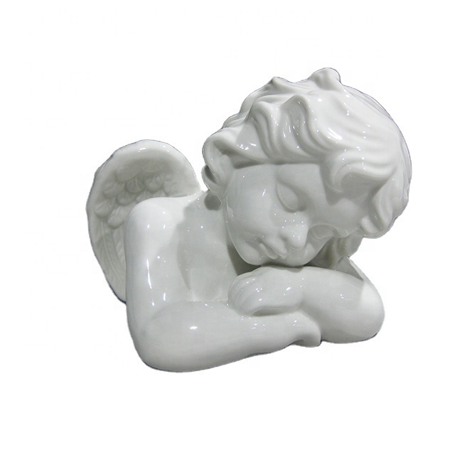 glazed ceramic angel figurine sleeping Angel porcelain figurines, white porcelain angel figurine, ceramic angel figurines