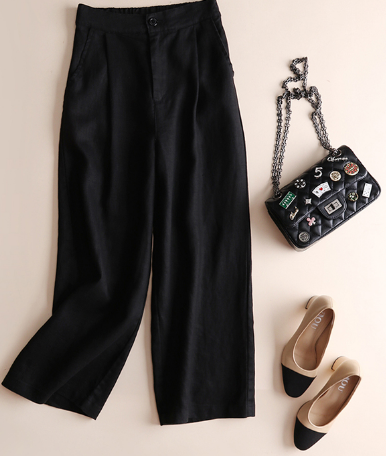 Spring and summer 2021 cotton and linen women's wide-leg pants linen thin casual pants loose nine cent pants women