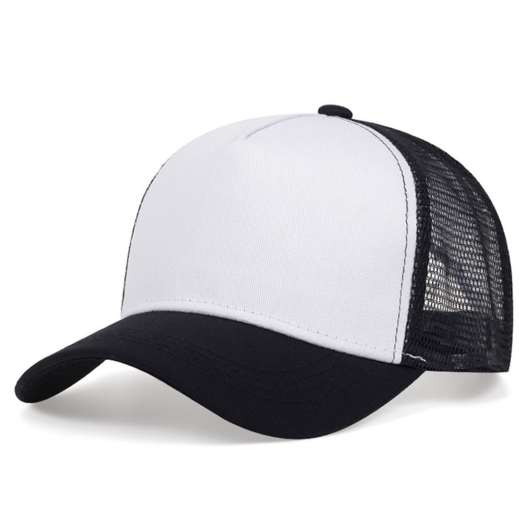 Basic Solid Color Custom Blank Baseball Cap Breathable Mesh 5 Panel Richardson Cap Truck Hat