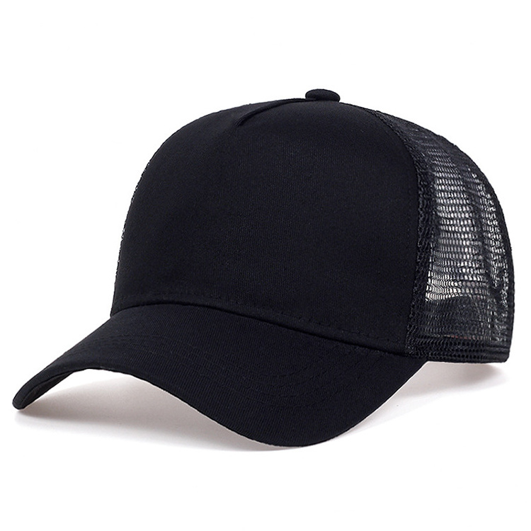 Basic Solid Color Custom Blank Baseball Cap Breathable Mesh 5 Panel Richardson Cap Truck Hat