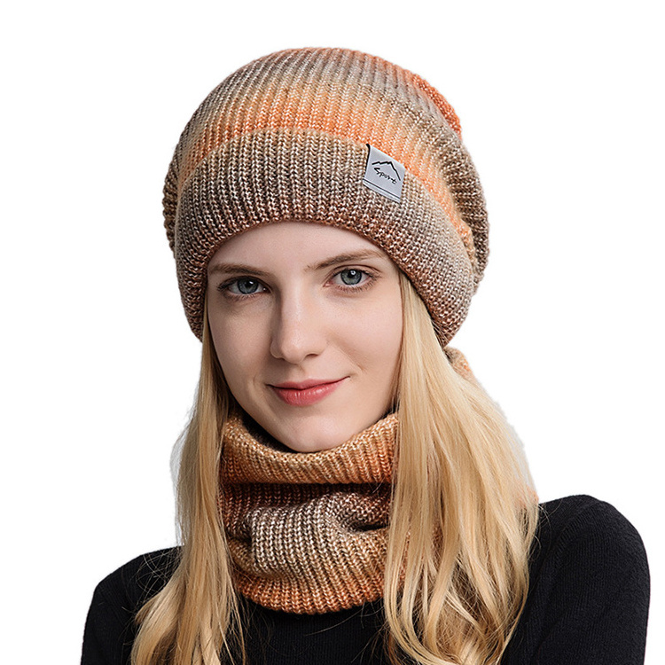 Winter Women Beanies Scarf Set Soft Thickened Warm Ear Protection Knitted Hat