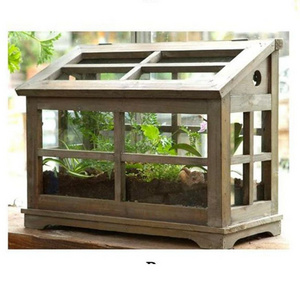 Forest Stewardship Council Wood Frame Horticultural Vintage Handicraft Garden Plant House Small Mini Glass Gardening Greenhouse