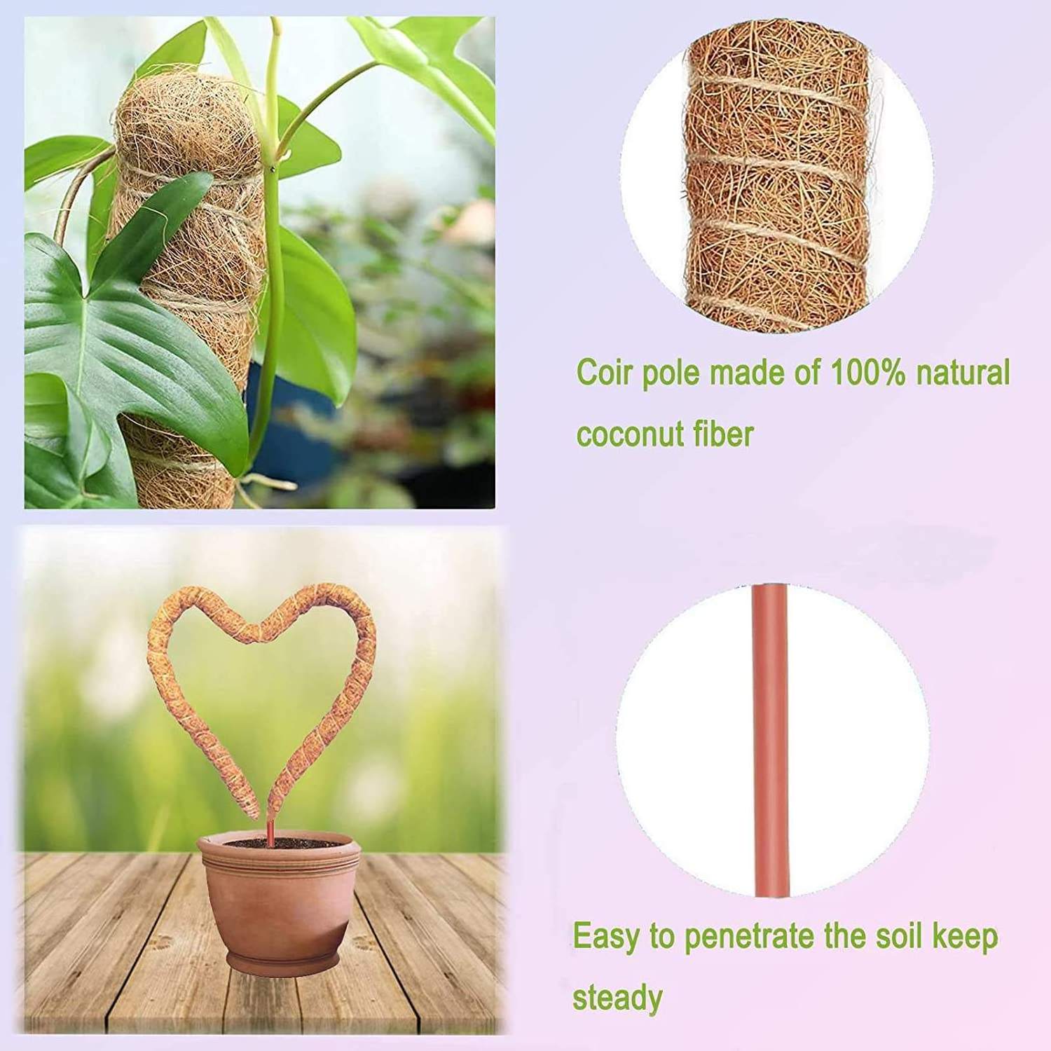 Bendable Plant Sticks Support, Plant Stakes for Indoor/Outdoor Plants, Moss Pole for Climbing Plants