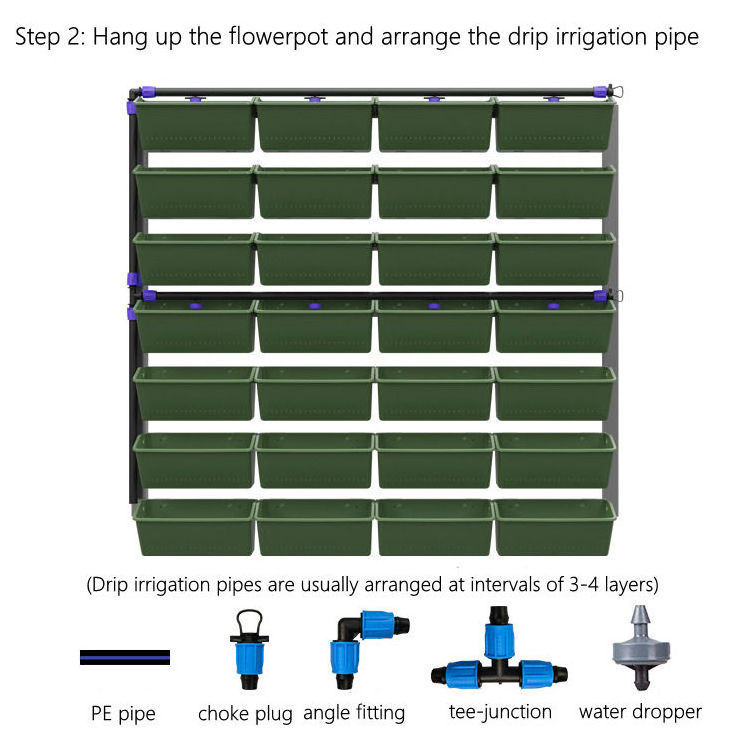 Outdoor Decoration Vertical Garden, Wall Planter Plastic Flower Pots Self Watering Vertical Pocket Garden Wall Planters