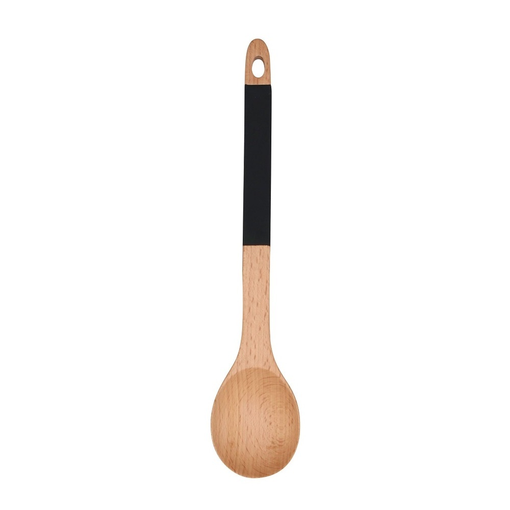 Wood Spoons and Spatula Cookware Beech Wooden Cooking Utensil Set Non-Stick Kitchen 5 Pieces Utensils Set