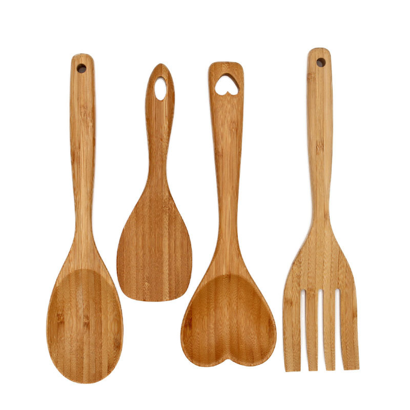 Kitchen Things Bamboo Mixing Cooking Spoon Spatula Heart Shape Bamboo Spoon Set Multifunctional Kitchen Appliances and Utensils