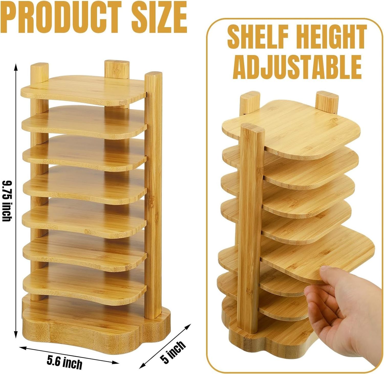 New Release Water Bottle Lid Storage Rack Adjustable Bamboo Tumbler Lid Organizer for Kitchen Cabinet