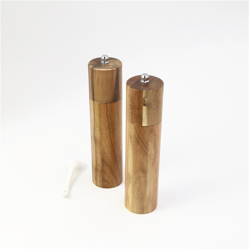 Wholesale Kitchen Accessories Pepper Acacia Wood Sea Salt and Pepper Grinder Set Salt and Spice Mill Manual for Kitchen and Home