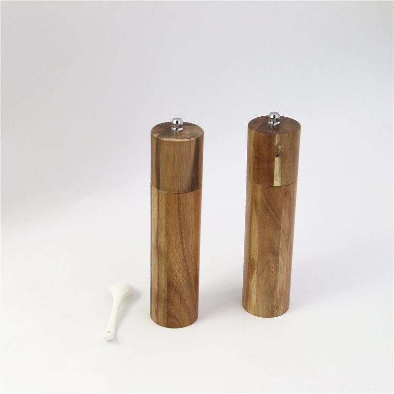 Wholesale Kitchen Accessories Pepper Acacia Wood Sea Salt and Pepper Grinder Set Salt and Spice Mill Manual for Kitchen and Home